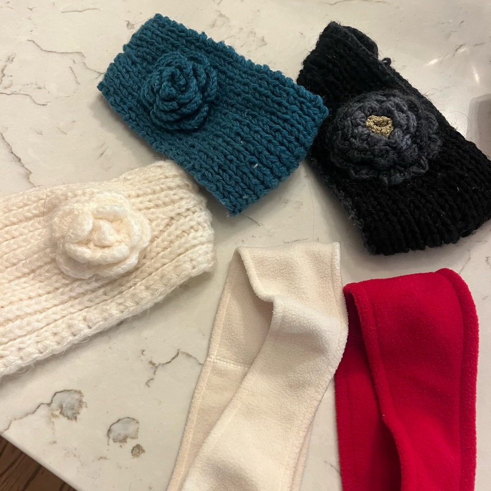 Cozy Knit Headbands  - Black, Teal, and Cream bundle